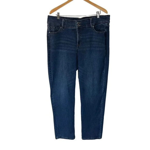 Lane Bryant Jeans Size 18 Magic Waist Band High Rise Straight Stretch Denim Plus - Picture 1 of 9
